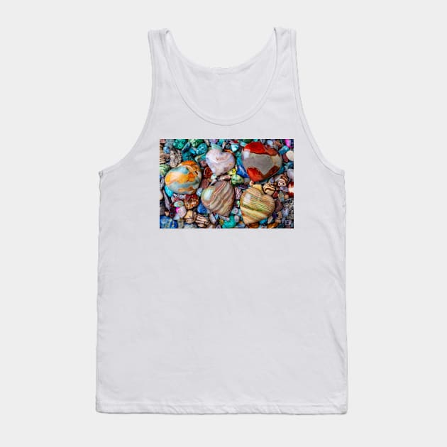 Five Stone Hearts On Pile Of Polished Stones Tank Top by photogarry